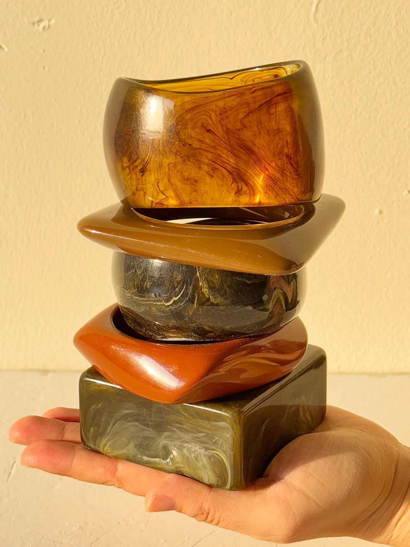 Chunky Brown Geometric Resin Bracelet