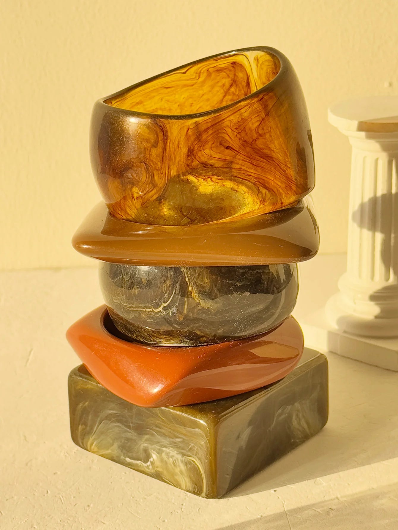Chunky Brown Geometric Resin Bracelet