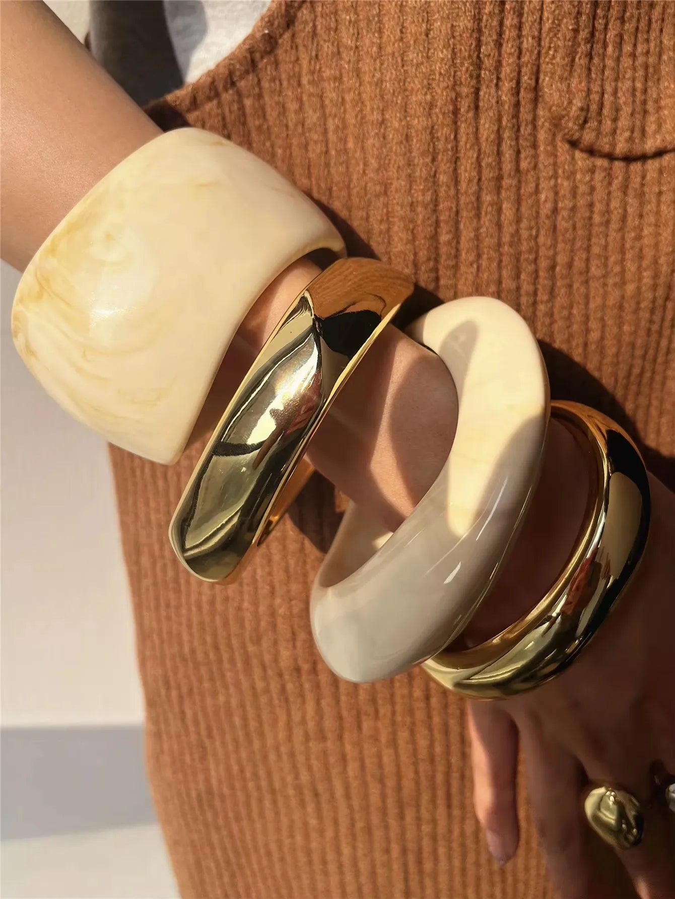 Chunky Resin & Gold Plated Bracelets