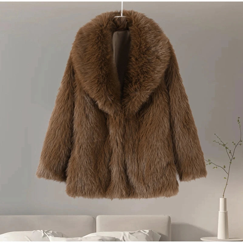 Brown Faux Fur Coat