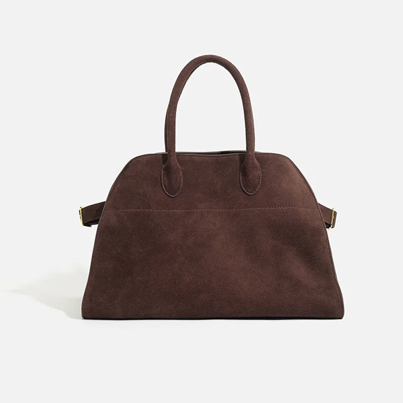 Suede Handbag  Nubuck Cow Leather Large  Tote Bag