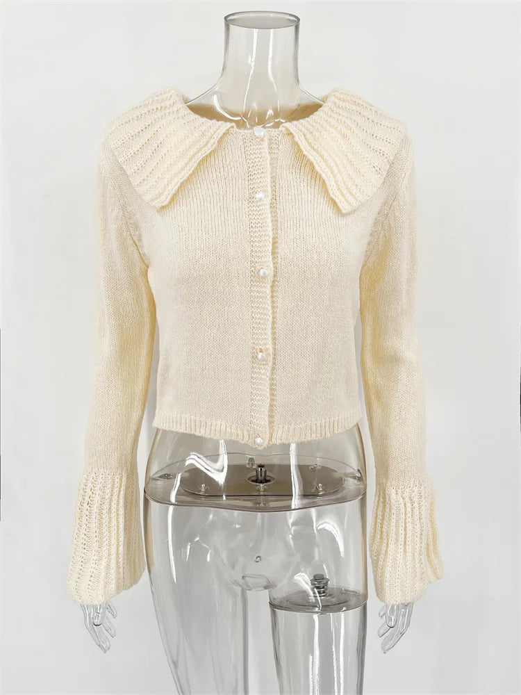 Sweater Cardigan Casual Long Sleeve Pleated