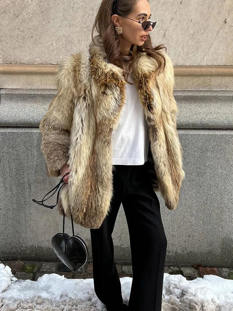 Vintage Style Faux Mink Fur Jacket