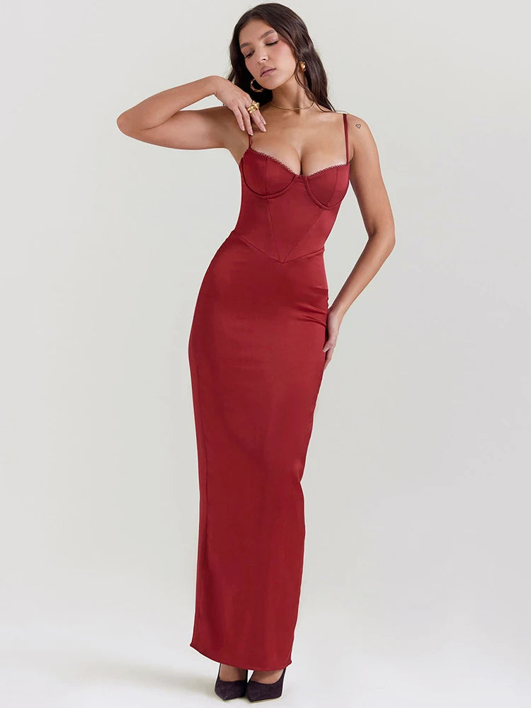 Spaghetti Strap Bodycon Corset Long Dress