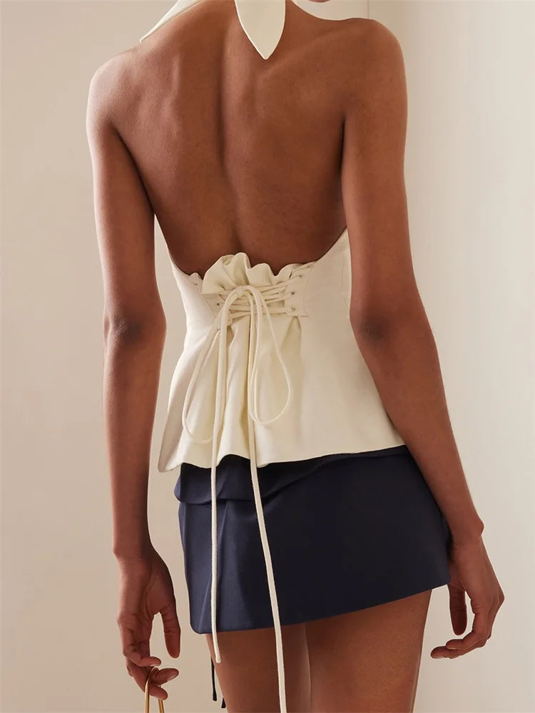 Backless Tie-up Halter Top