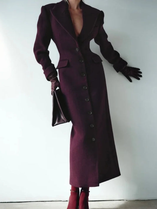 Hourglass Shape Long Wool Coat