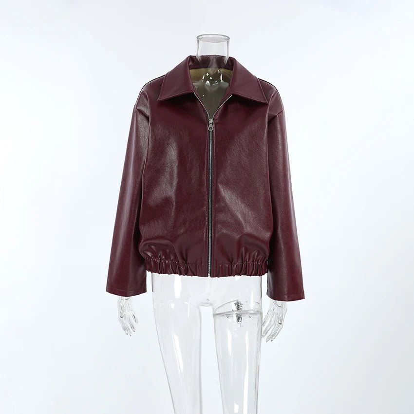 Faux Leather Zip Jacket