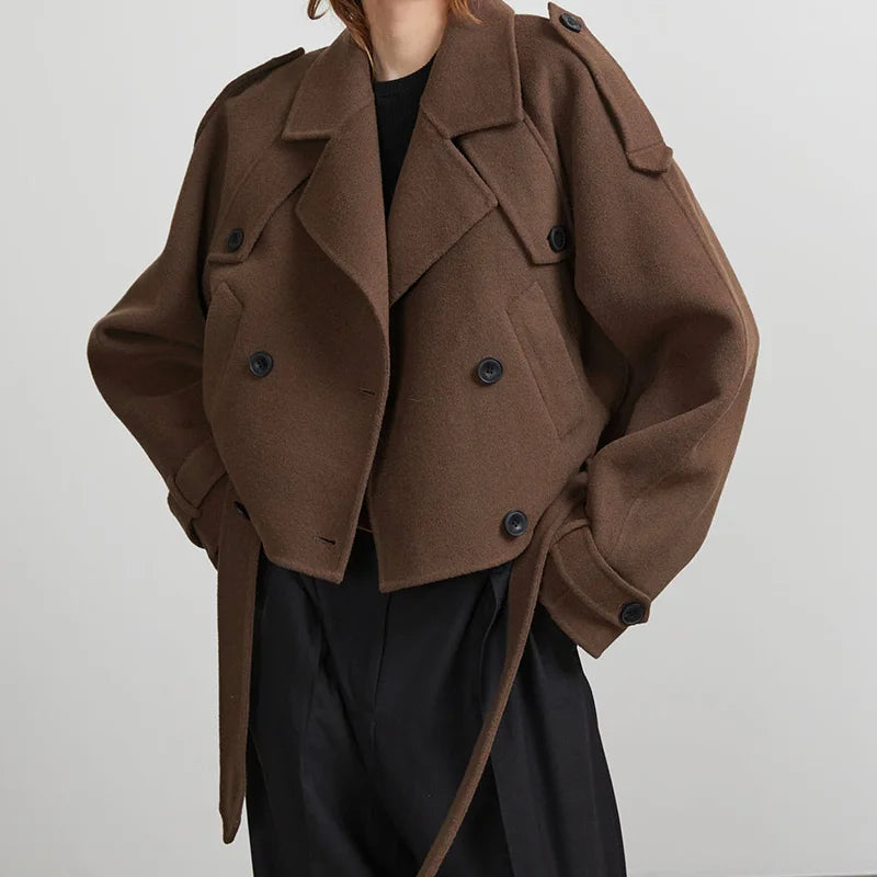 Cropped Wool Trench