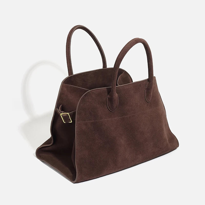 Suede Handbag  Nubuck Cow Leather Large  Tote Bag