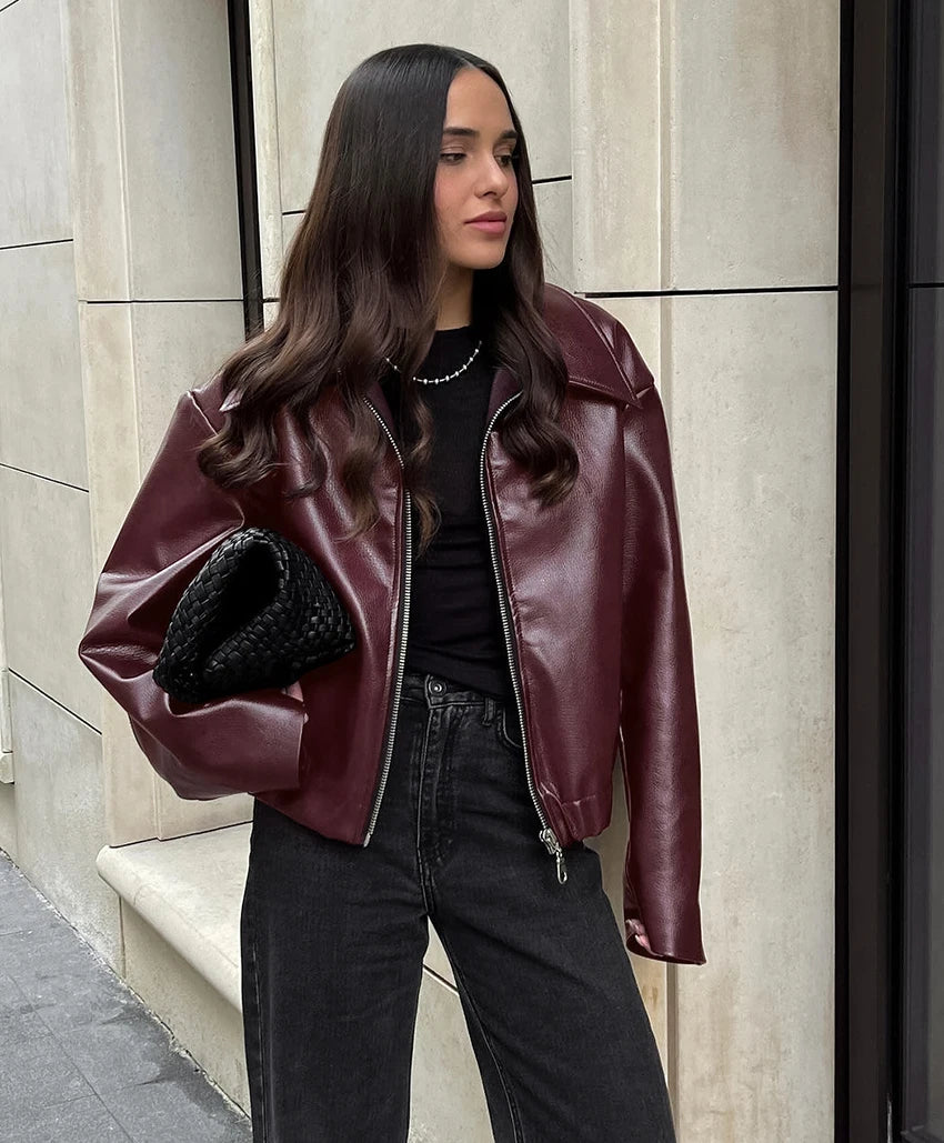 Faux Leather Zip Jacket