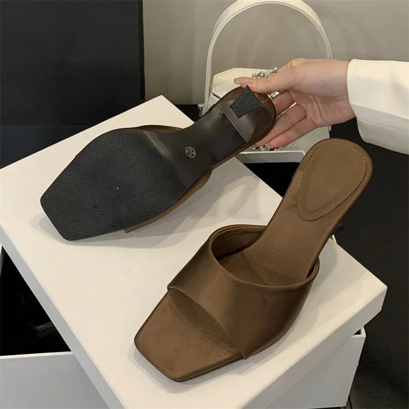 Satin Square Toe Mules