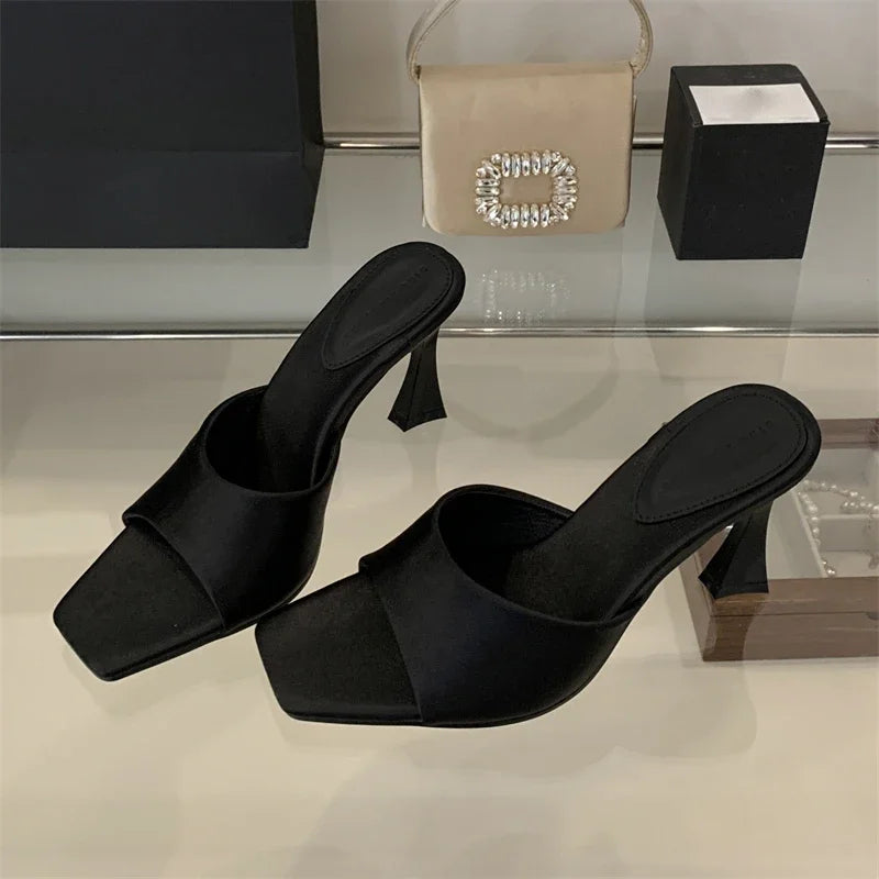 Satin Square Toe Mules
