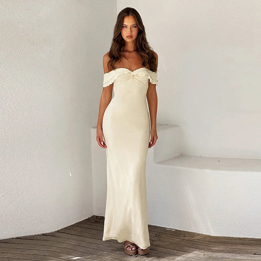 Off Shoulder Maxi Drapped Mermaid Long Dress