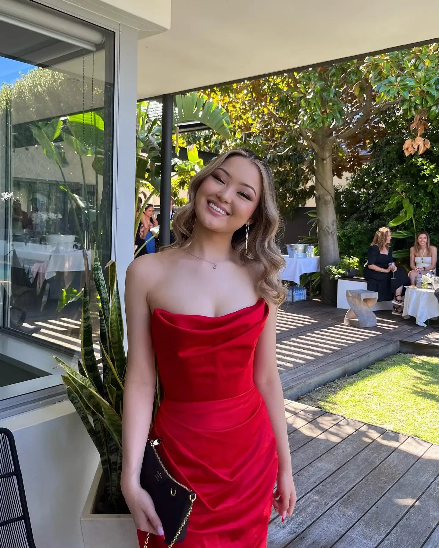 Satin Ruched Strapless Dress