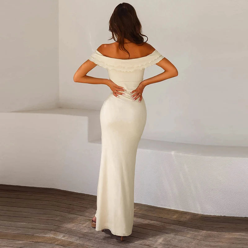 Off Shoulder Maxi Drapped Mermaid Long Dress