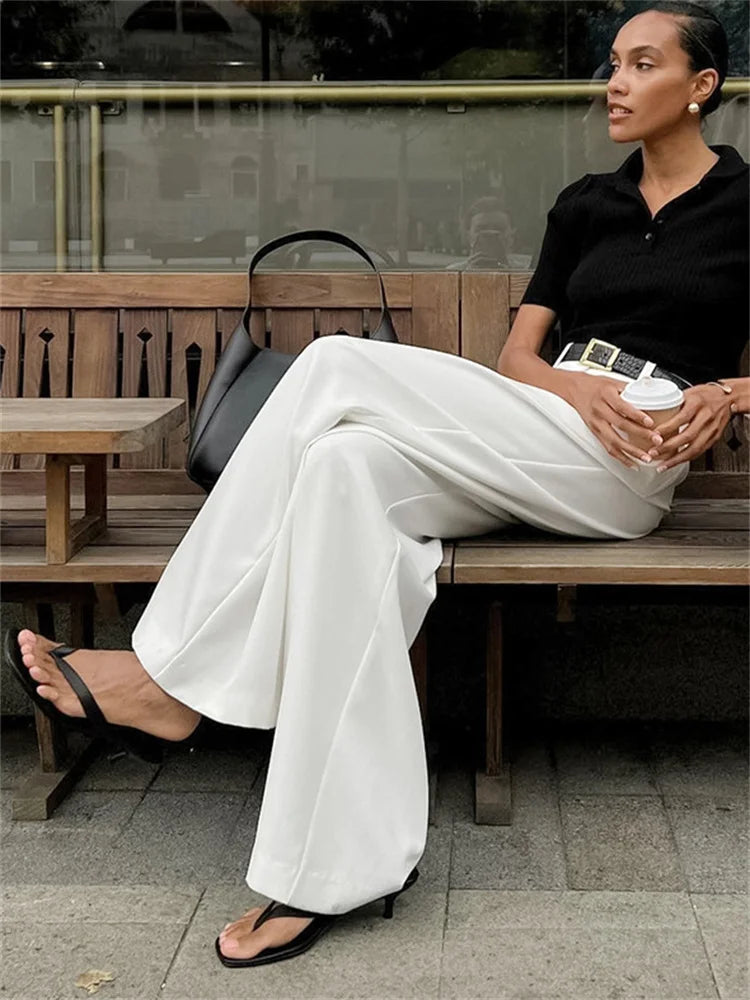 High Waist Pocket Trousers With Pleats