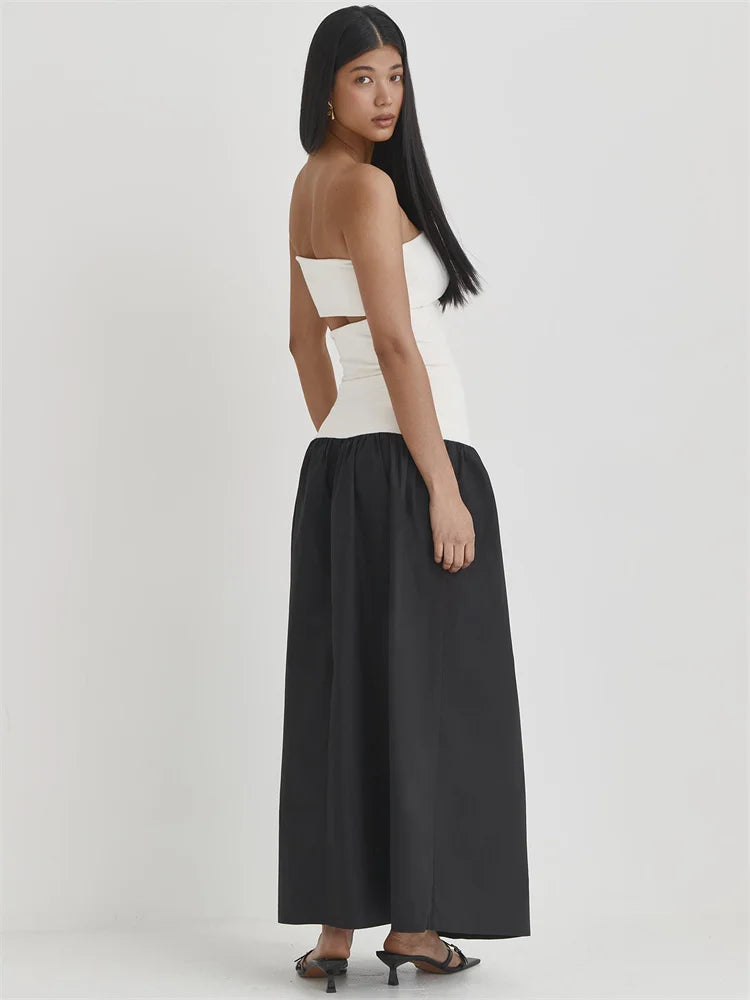 Cut Out Contrast Long Dress