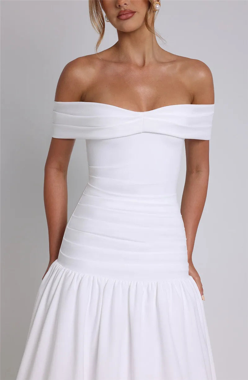 Off-shoulder Backless Sexy Midi Dress