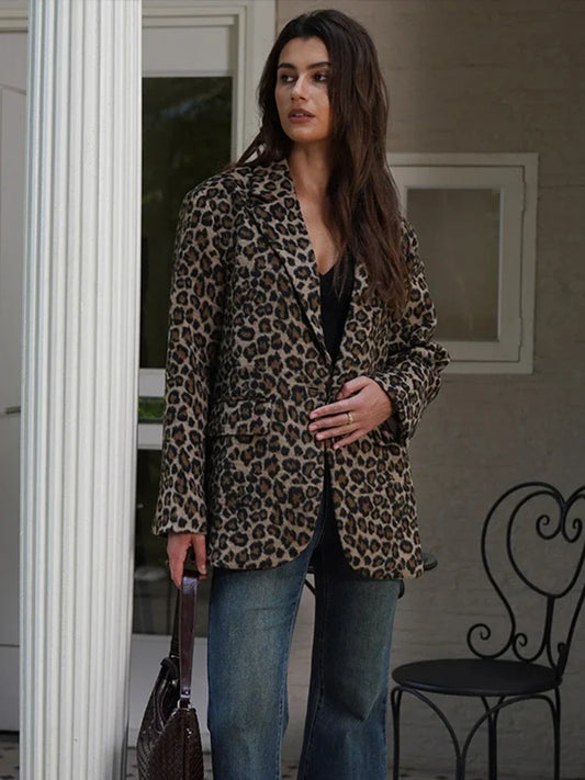 Leopard Print Fur Texture Blazer