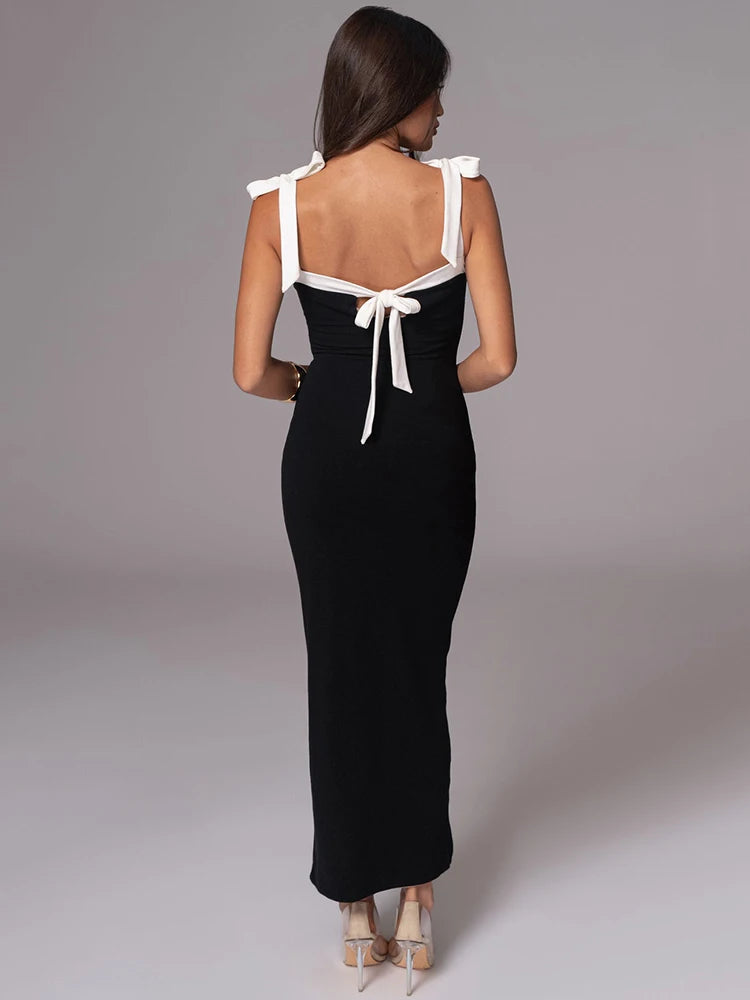 Lace-up Backless Bodycon Maxi Dress