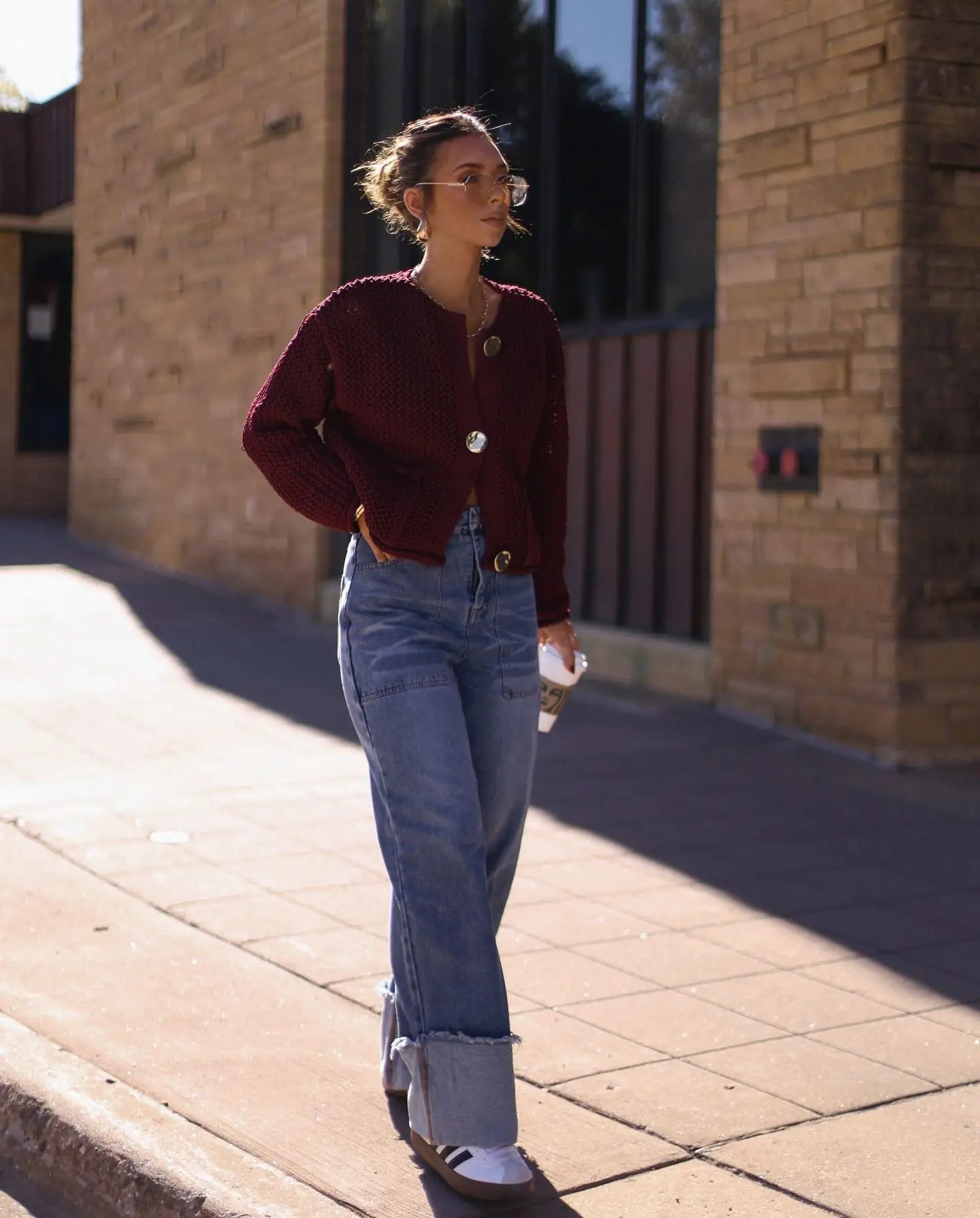 Knitted Cropped Cardigan With Decorative buttons