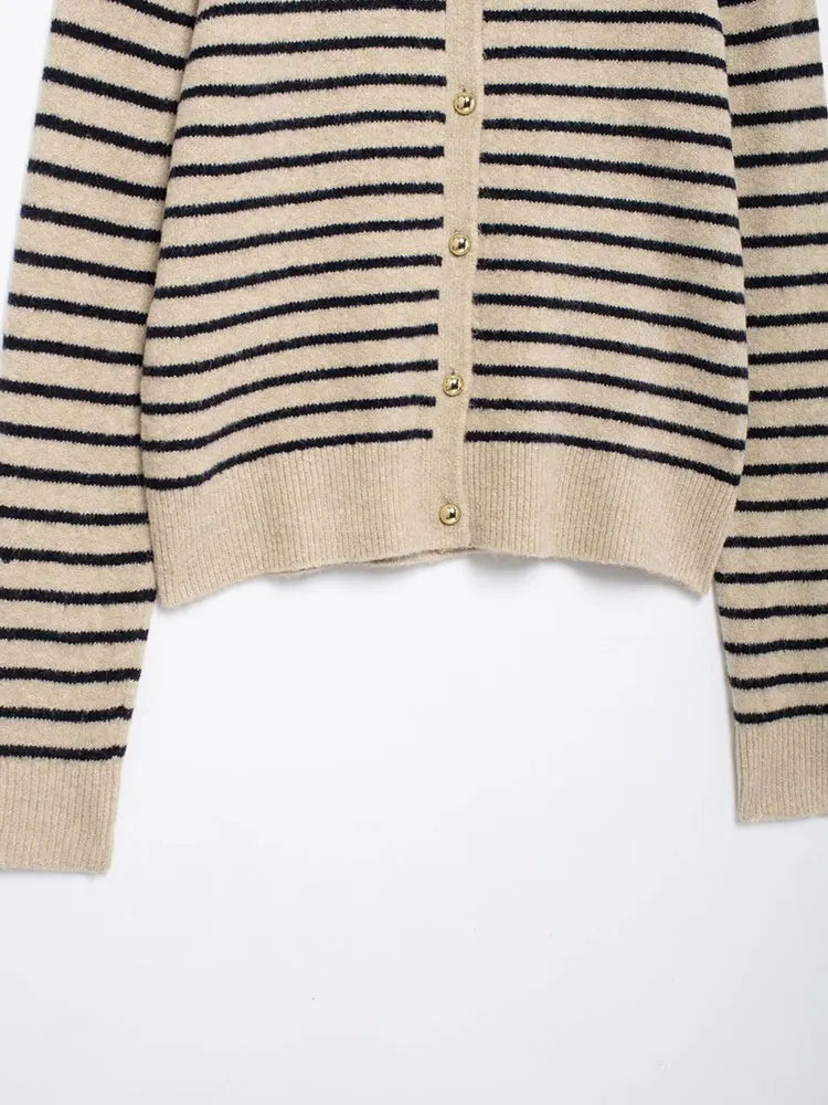 Stripped Long Sleeve Cardigan