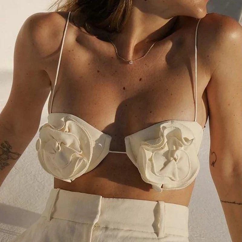 Flower Bra Top Spaghetti Strap