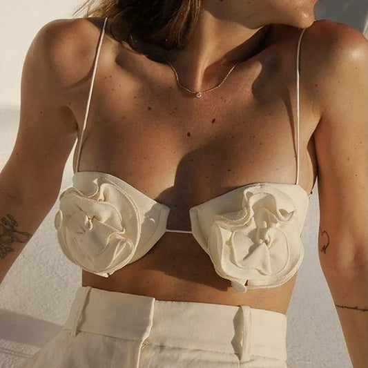 Flower Bra Top Spaghetti Strap