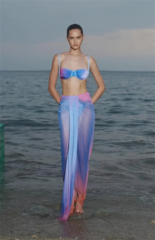 Gradient 3 Pieces Bikini Set Swim Suit