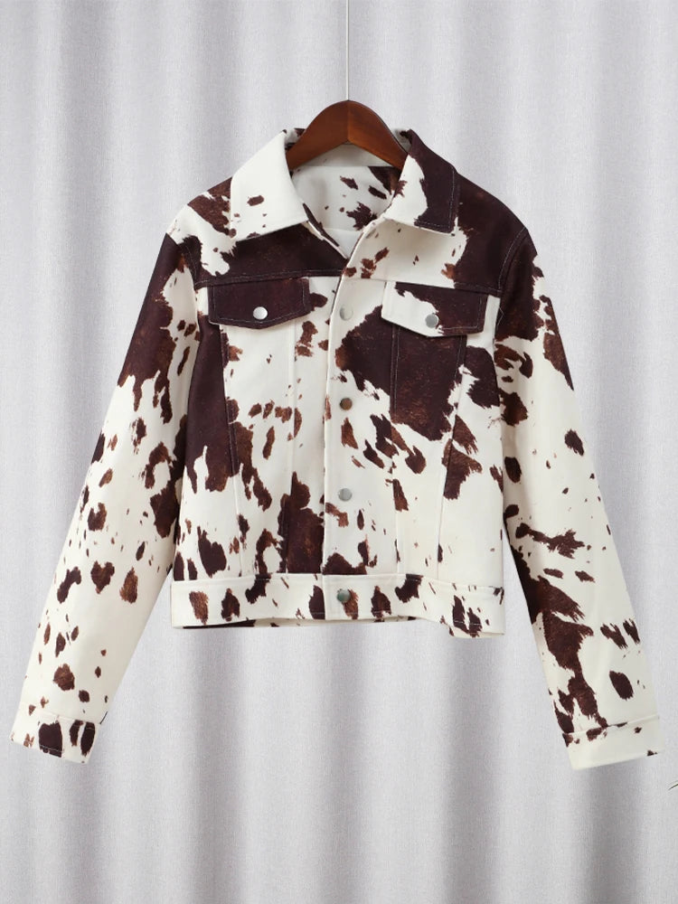 Cow Hide Print Short Jacket