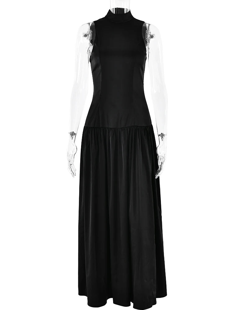 Cut Out Back Satin Maxi Dress