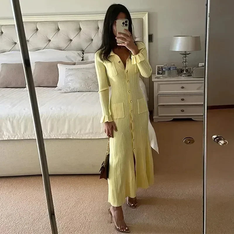 Yellow Knitted Long Dress