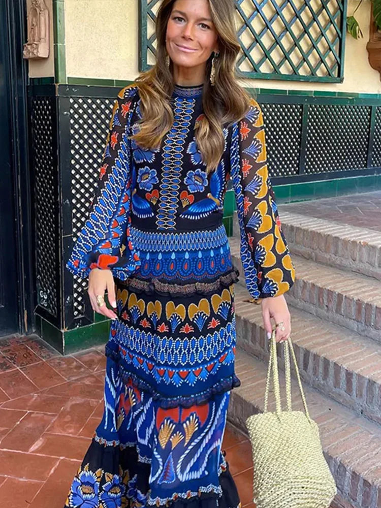 Boho Style  Printed Maxi Long Dress