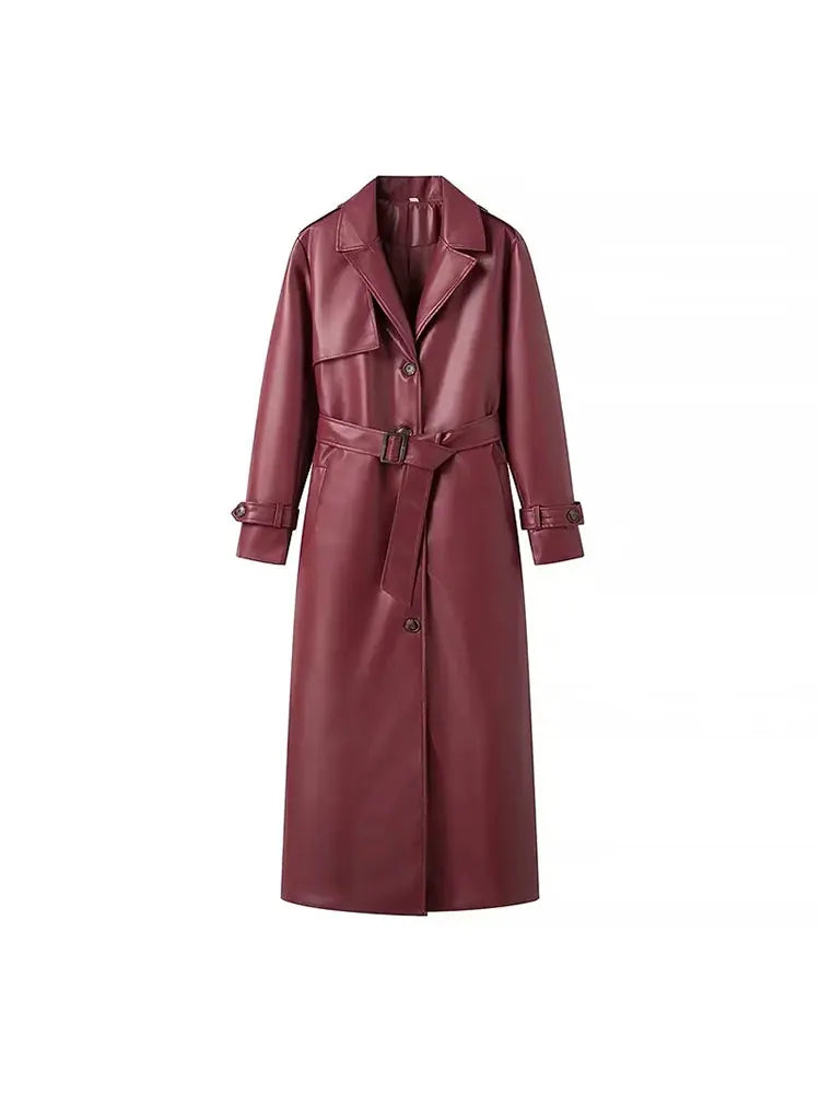 Long Leather Trench Coat