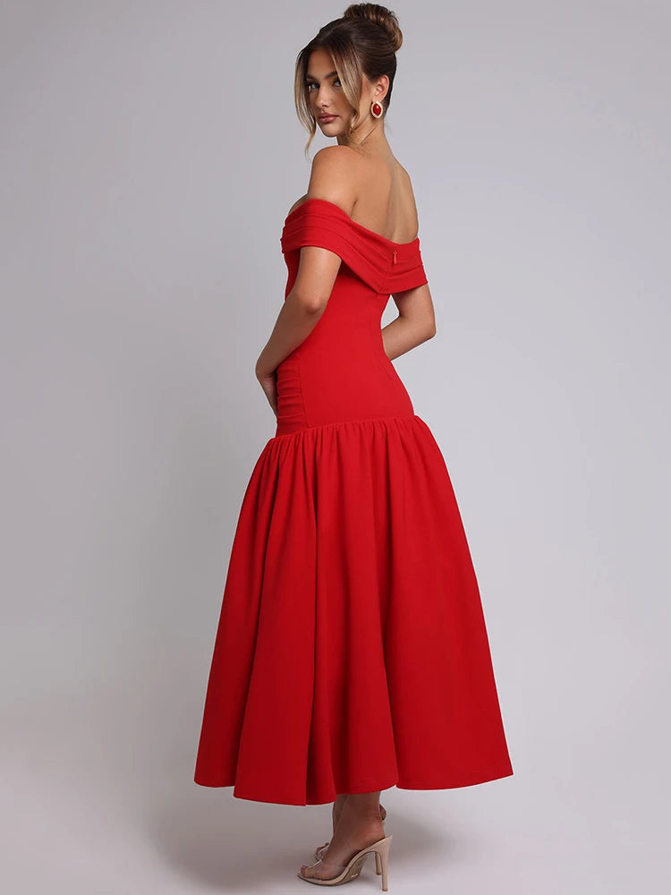 Off-shoulder Backless Sexy Midi Dress