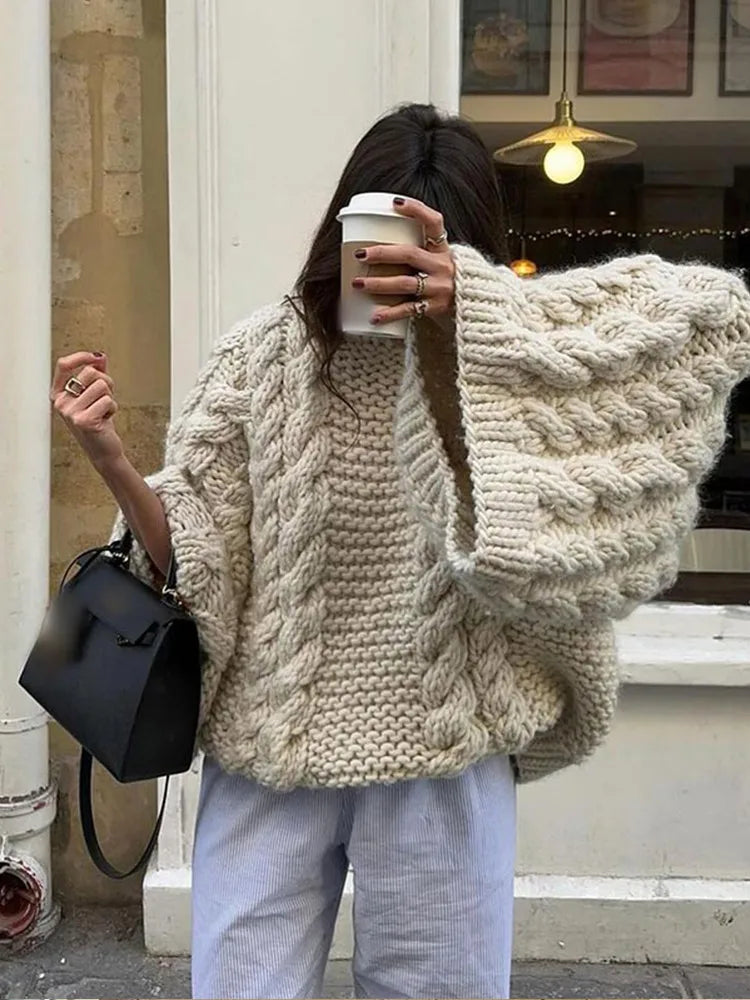 Oversize Cable Knit Pullover