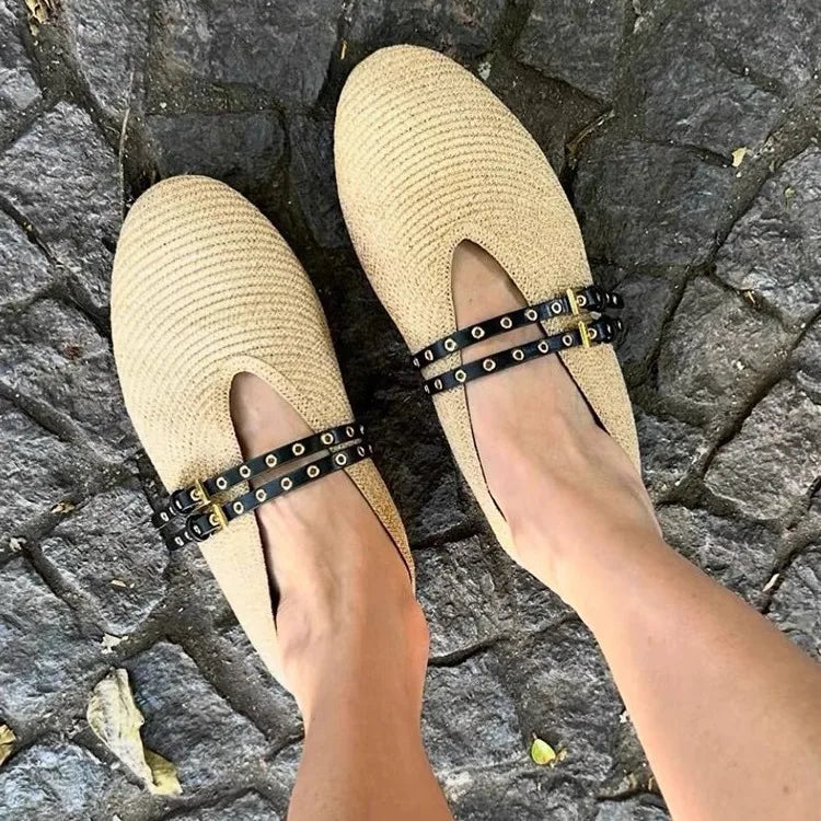 Woven Flats With Belt