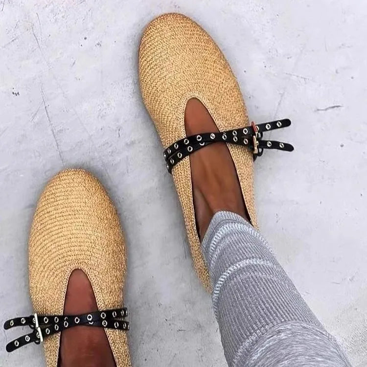 Woven Flats With Belt