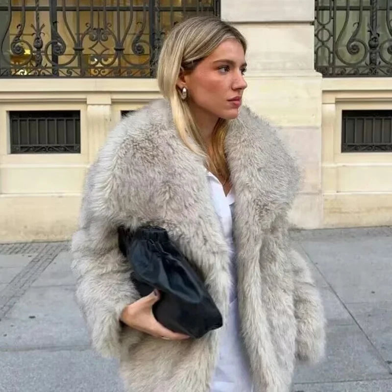 Oversized Cropped Fur Jacket