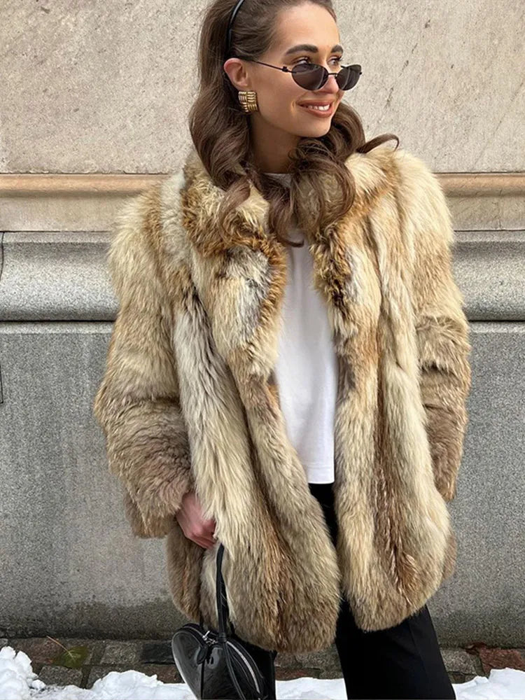 Vintage Style Faux Mink Fur Jacket