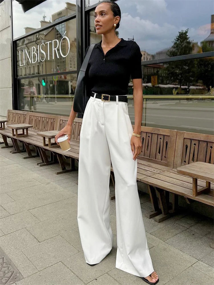 High Waist Pocket Trousers With Pleats