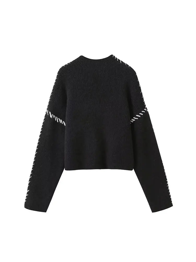 Oversize turtleneck Sweater With Contrast Stitch