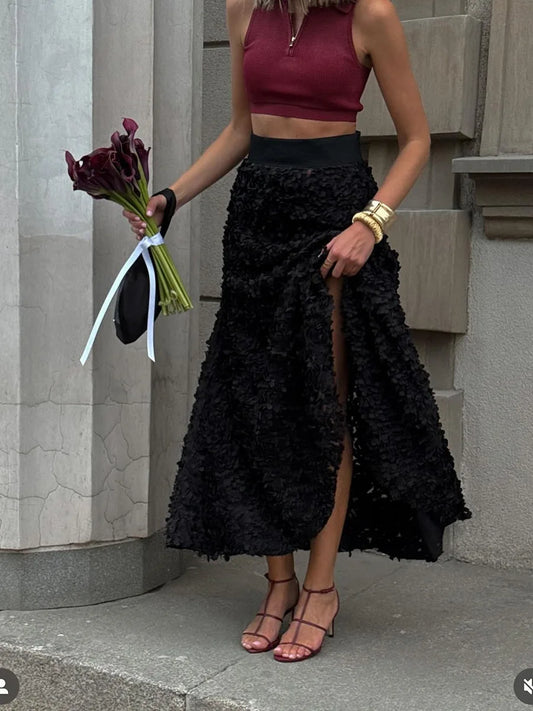 Flower Petal Long Skirt