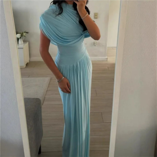 Ruched Asymmetric Maxi Long Dress