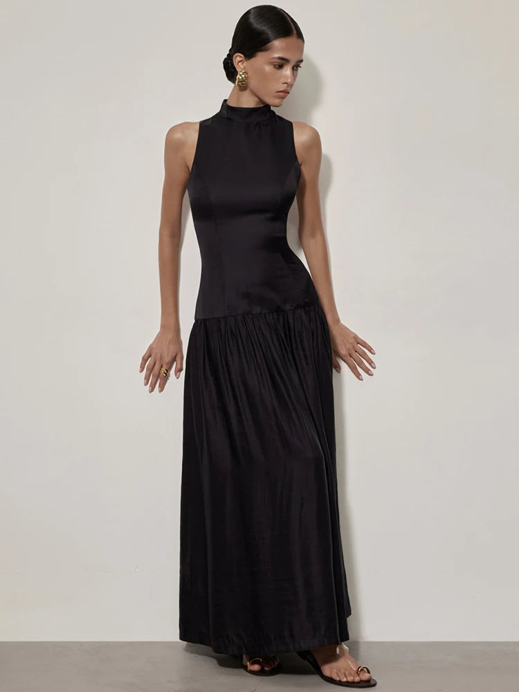 Cut Out Back Satin Maxi Dress