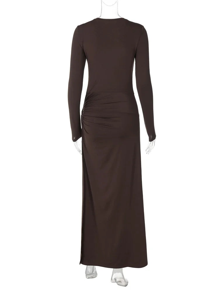 Maxi Dress With Long Sleeve and Side Slit