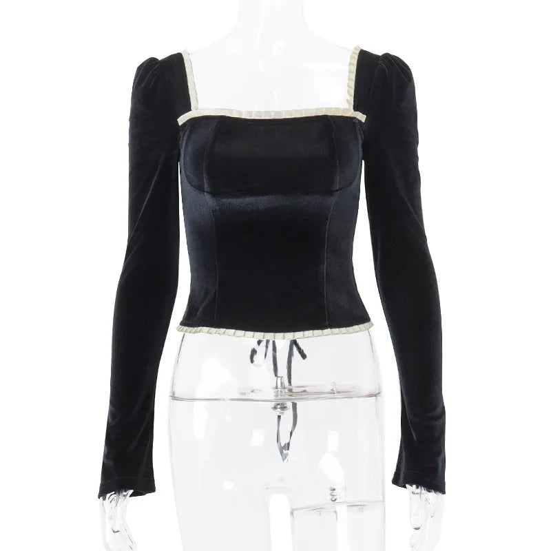 Square Neck Velvet Corset Top