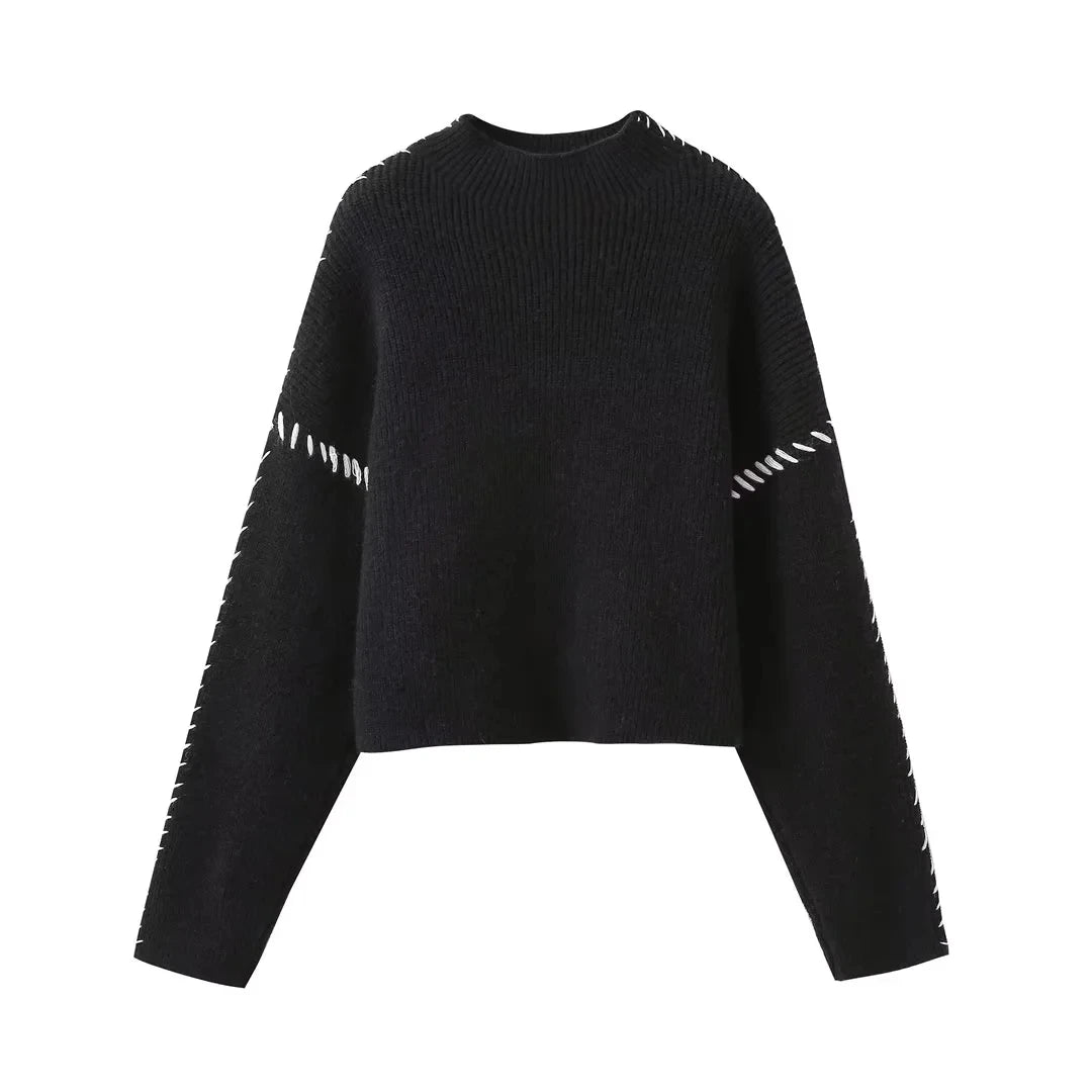 Oversize turtleneck Sweater With Contrast Stitch