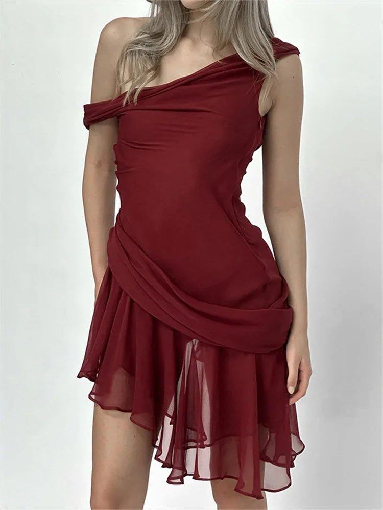 Drapped Off-Shoulder Mini Backless Dress