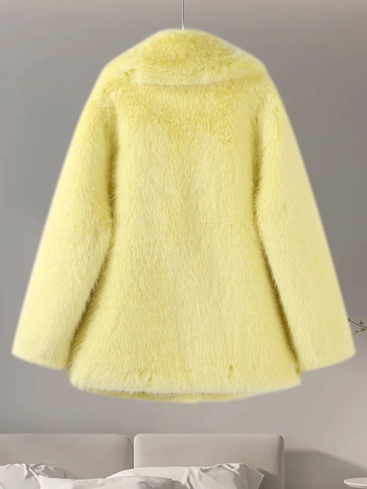 Yellow Faux Fur Coat